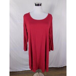 LARACE Dress Womens XL Red 3/4 Sleeve Scoop Neck T-Shirt Swing Casual Trapeze
